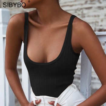 Ribbed Knitted Sexy Bodysuits Women Black Sleeveless Summer Slim Rompers Womens Jumpsuit Black Yellow Apricot Purple White